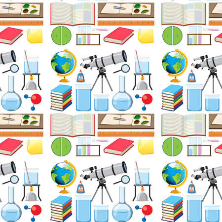Seamless background design with school equipments illustration