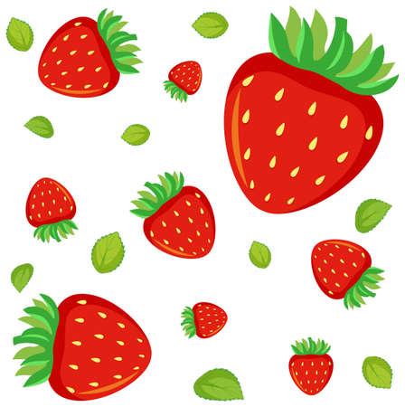 Seamless background design with red strawberry illustrationのイラスト素材