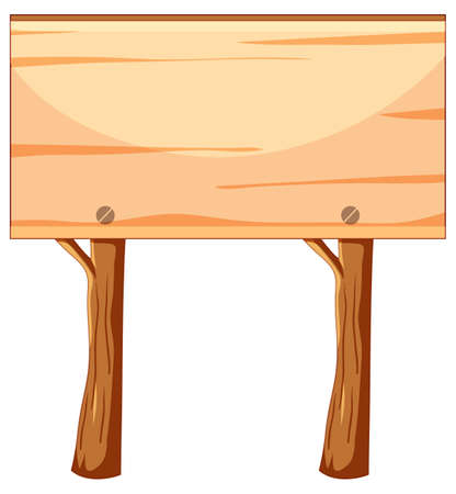 Wood blank banner in cartoon style on white background illustrationのイラスト素材