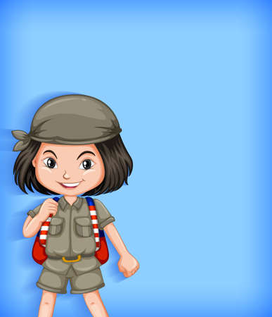 Girl scout cartoon character illustrationのイラスト素材