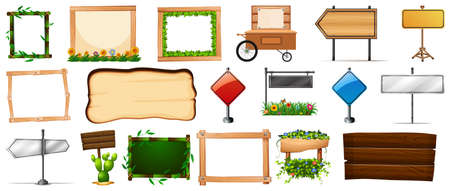 Set of various type of sign banner illustrationのイラスト素材