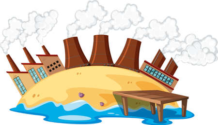 Industrial factories construction isolated on white background illustrationのイラスト素材