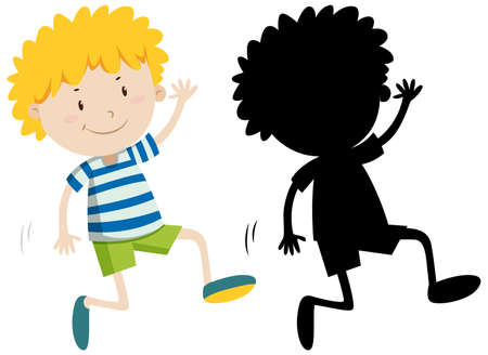 Boy greeting with its silhouette illustrationのイラスト素材