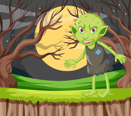 Goblin in standing position in cartoon character on background illustrationのイラスト素材