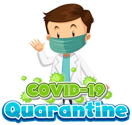 Coronavirus poster design with doctor wearing mask illustrationのイラスト素材