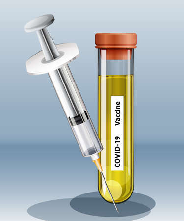 Coronavirus vaccine and Syringe illustrationのイラスト素材