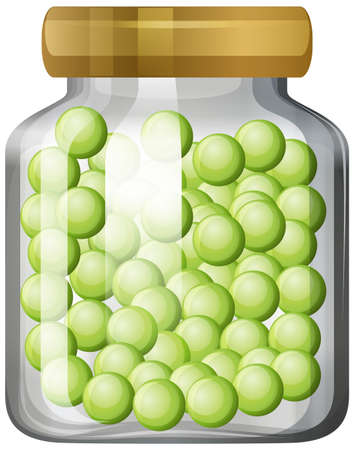 Peas in the glass jar illustrationのイラスト素材