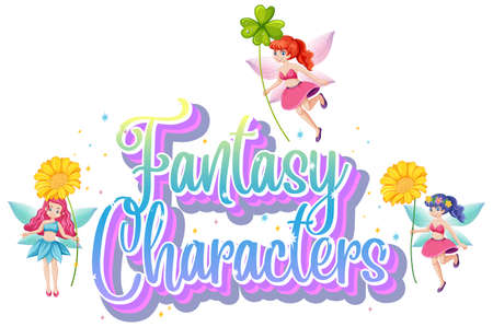 Fantasy characters  with fairy tales on white background illustrationのイラスト素材