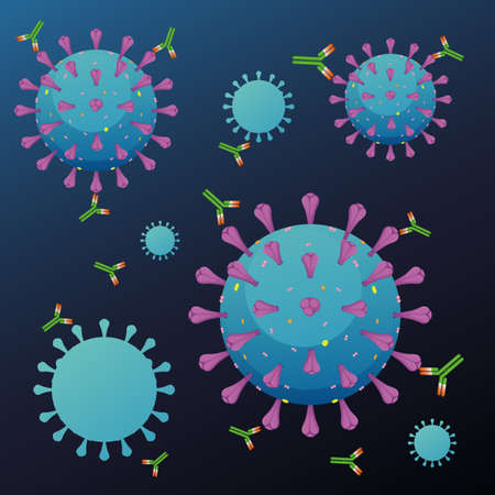 Coronavirus structure on blue background illustration