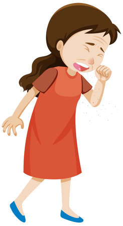 A woman having a cold illustrationのイラスト素材