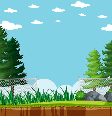 Empty background nature park scenery illustrationのイラスト素材