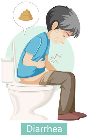 Cartoon character with diarrhea symptoms illustrationのイラスト素材