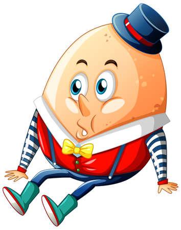 Humpty dumpty egg cartoon character on white background illustrationのイラスト素材