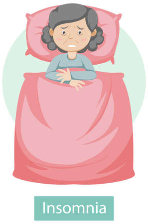 Cartoon character with insomnia symptoms illustrationのイラスト素材