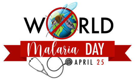 World Malaria Day logo or banner with mosquito sign illustrationのイラスト素材