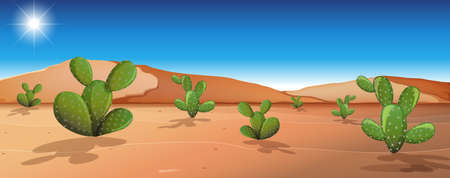 Wild desert landscape at daytime scene illustrationのイラスト素材