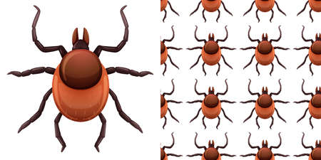 Flea insects isolated on white background and seamless illustrationのイラスト素材