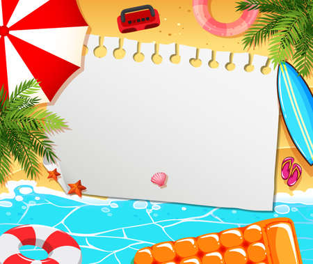 Blank paper not template summer theme illustrationのイラスト素材