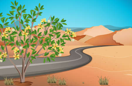 Wild desert landscape at daytime scene illustrationのイラスト素材