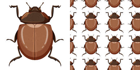 Bertle insect and seamless background illustrationのイラスト素材