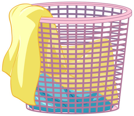 Laundry basket with clothes on white background illustrationのイラスト素材