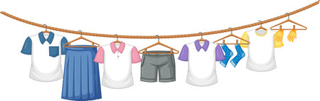 Isolated clothes hanging on white background illustrationのイラスト素材
