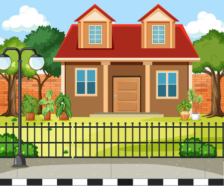 Outdoor of the house design illustrationのイラスト素材