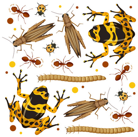 Set of different insects on white background illustrationのイラスト素材
