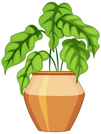 Plant in pot with soil isolated on white background illustrationのイラスト素材