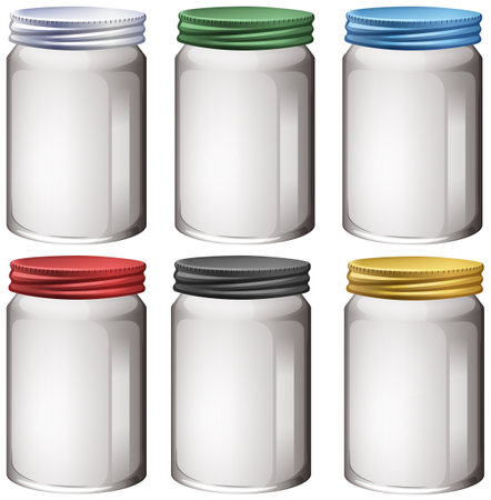 Empty glass jar on white background illustrationのイラスト素材