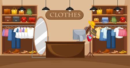 Fashion clothes store background illustrationのイラスト素材