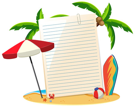 Blank paper not template summer theme illustrationのイラスト素材