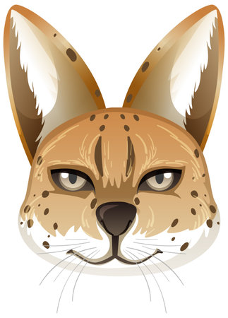 Serval animal isolated on white background illustrationのイラスト素材