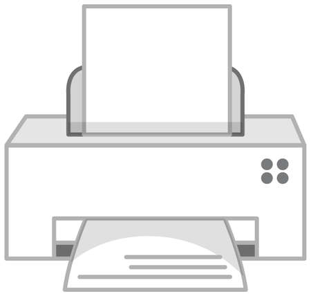 Printer in white color isolated on white background illustrationのイラスト素材