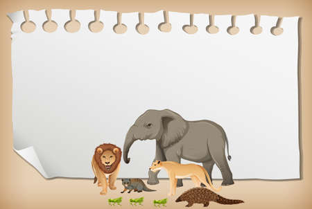 Empty paper banner with wild african animal illustrationのイラスト素材