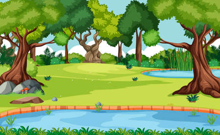 Nature outdoor forest background illustrationのイラスト素材