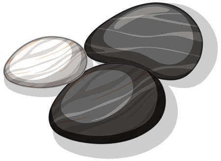 Set of black stones on white background illustrationのイラスト素材