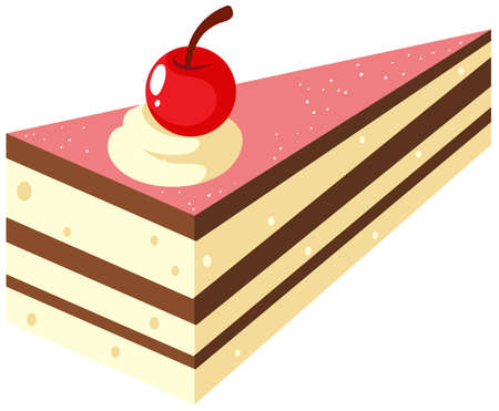 Isometric of cake with cherry on top illustrationのイラスト素材