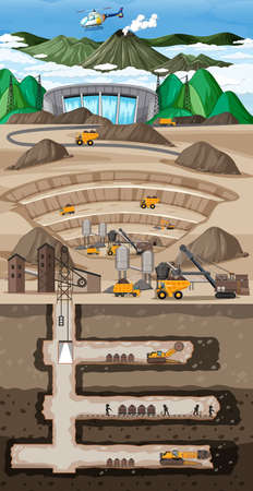 Underground landscape of coal mining illustrationのイラスト素材