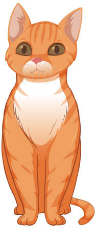 Cute orange cat sitting alone isolated on white background illustrationのイラスト素材
