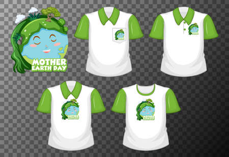 Mother earth day with set of different shirts isolated on transparent background illustrationのイラスト素材