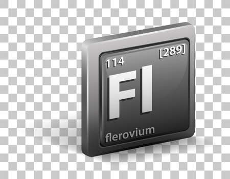 Flerovium chemical element. Chemical symbol with atomic number and atomic mass. illustrationのイラスト素材