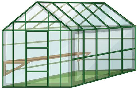 Empty Greenhouse with glass wall on white background illustrationのイラスト素材