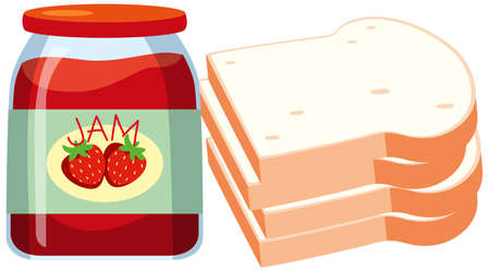 Strawberry jam with bread isolated illustrationのイラスト素材