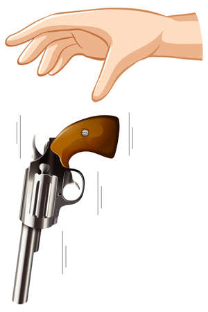 Hand dropping gun for gravity experiment illustrationのイラスト素材