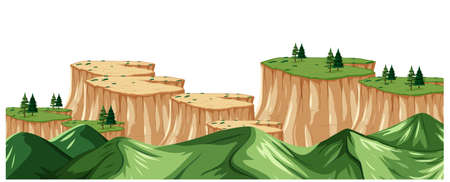 Nature landscape scenery view from a mountain top illustrationのイラスト素材