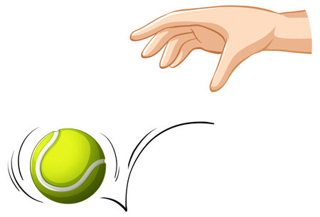 Hand dropping tennis ball for gravity experiment illustrationのイラスト素材