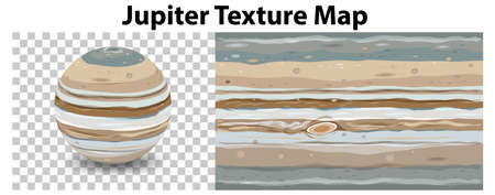 Jupiter planet on transparent with Jupiter texture map illustrationのイラスト素材
