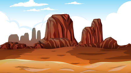 Desert forest landscape at daytime scene illustrationのイラスト素材
