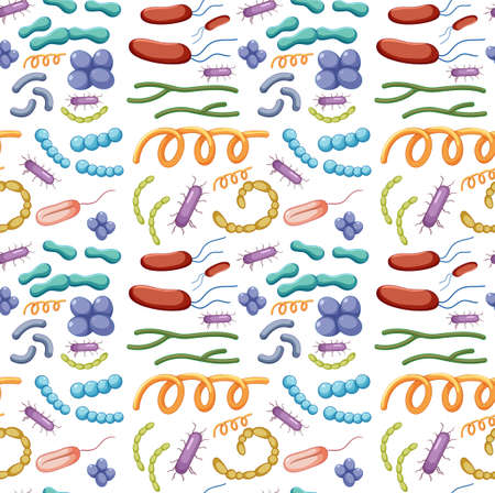 Cartoon Bacteria and Virus Seamless Pattern  illustrationのイラスト素材
